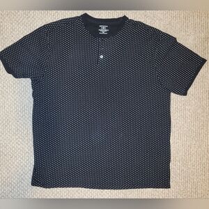 Men's Paper Denim Henley stretch 3xl black w/polka dots